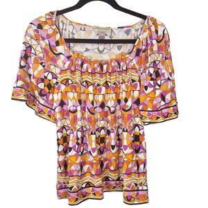 Emilio Pucci Women's Pink/Orange Abstract Pattern Jersey Top Size IT 38 US 4